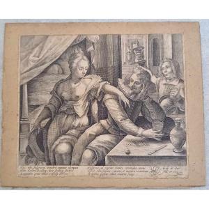 Crispin De Passe (1564-1637) “tavern Scene” Intaglio Engraving