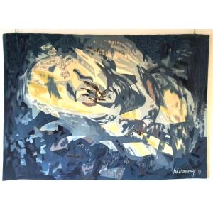 Alain HIERONIMUS  « LA MOUETTE ET LA VAGUE » Importante Tapisserie d’Aubusson, Raymond Picaud  