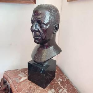 Paul Belmondo (1898-1982) Bust Of The Painter Edmond Heuze, Bronze. Valsuani Lost Wax Foundry