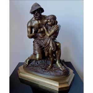 Jacques Antoine Coinchon (1814-1883) « La Leçon De Flûte » Bronze 