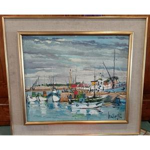  Jean BOUGRET (1922-1979) « Marine » Huile sur toile 