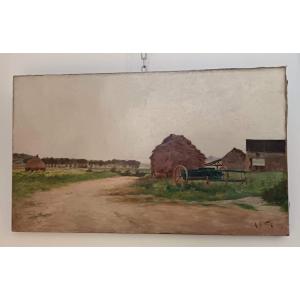  Armand Arsène MANNOURY  « Ferme des alentours d’Iverny, en Seine et Marne » Huile sur toile