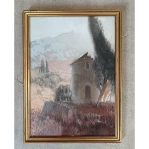 Florane (louis Blanchard, Known As) (1869–1939) “the Old Dovecote” Pastel