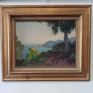 Florane (louis Blanchard, Known As) (1869–1939) “mediterranean Landscape” Oil On Cardboard