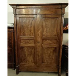 Small Cabinet Made Of Walnut And Burl Walnut. 19th-century Empire Period