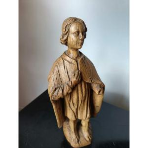 Oak Statue Depicting A Male Figure. Northern France, Late 15th / Early 16th Century