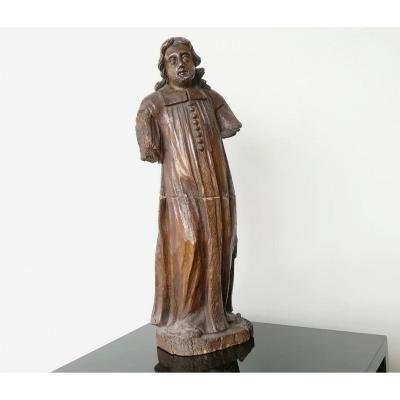 "saint Abbé" Bois Sculpté XVIII / XIXe