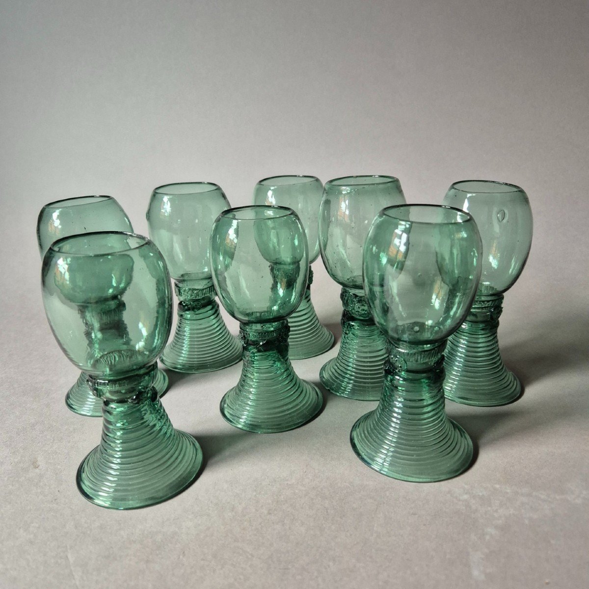 Huit Verres Roemer, Hollandais, XVIIIe Siècle-photo-3