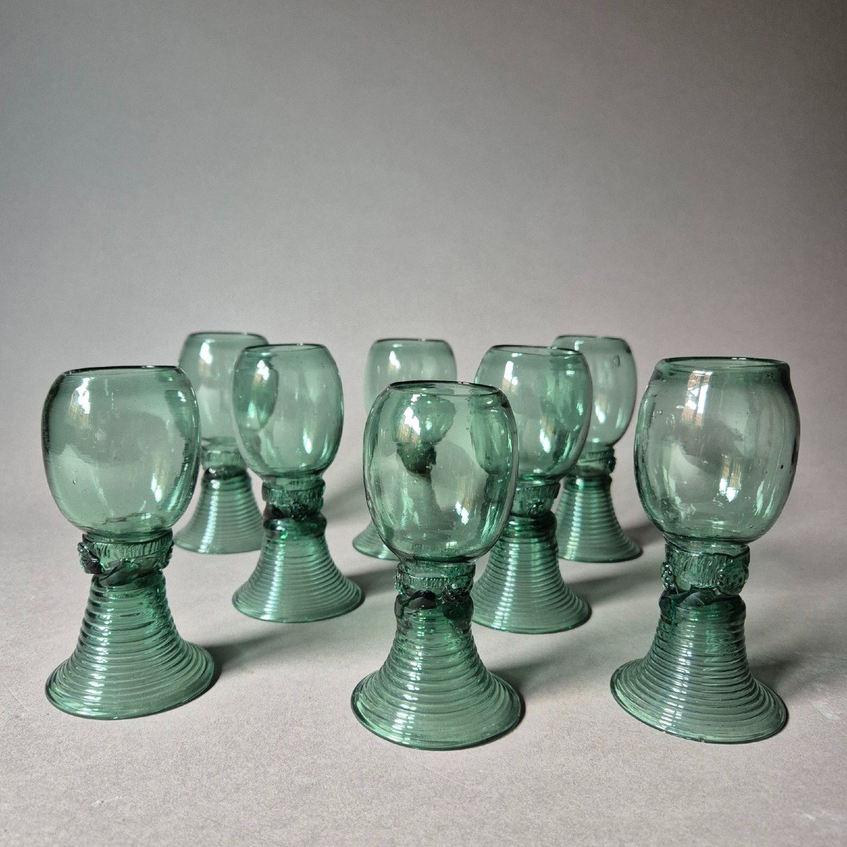 Huit Verres Roemer, Hollandais, XVIIIe Siècle