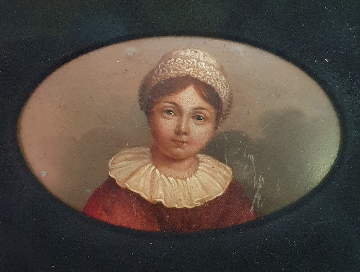 Miniature Portrait Of A Young Girl, Nineteenth Century-photo-2