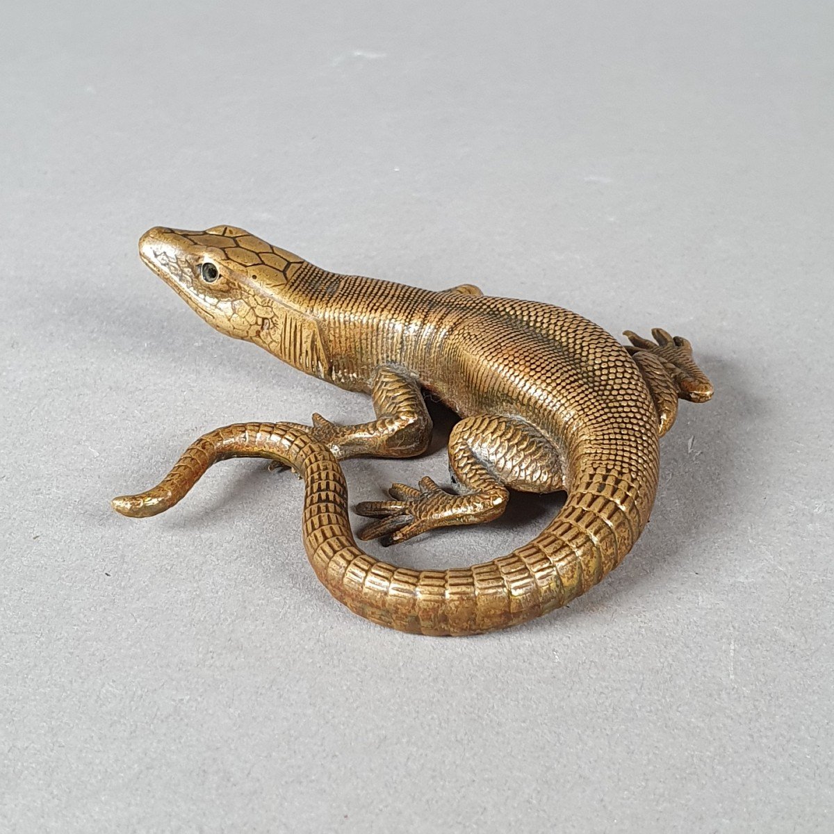 Realistic Bronze Lizard, 19th Century-photo-3