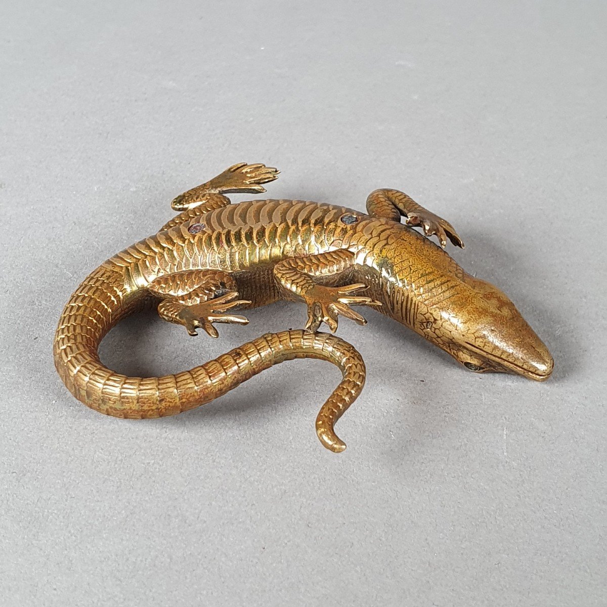 Realistic Bronze Lizard, 19th Century-photo-2