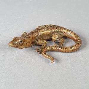 lézard réaliste en bronze, XIXe