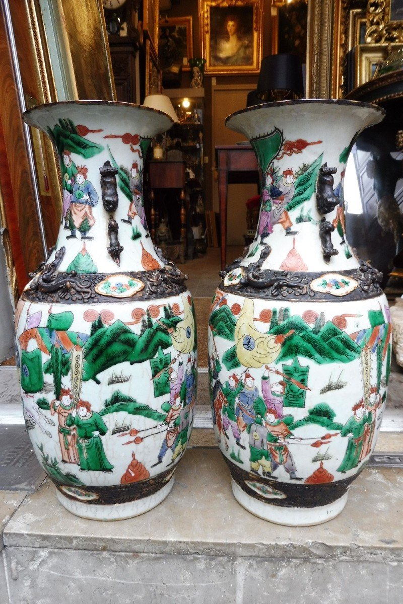 Pair Of Large Nanjing Porcelain Vases 19 Century 