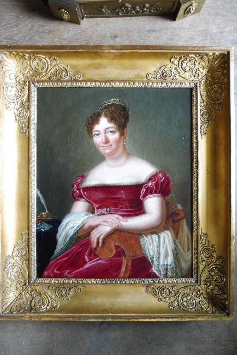 Hst  " Portrait  De Dame Signé Largenterie Et Daté 1825