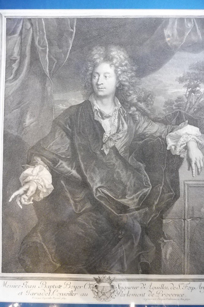 Engraving Of The 17  Century Representative Jean Baptiste Boyer, After Rigaud-photo-2