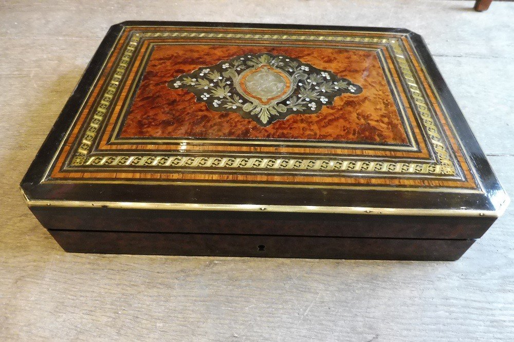 Token Box In Marquetry And Brass Second Empire  