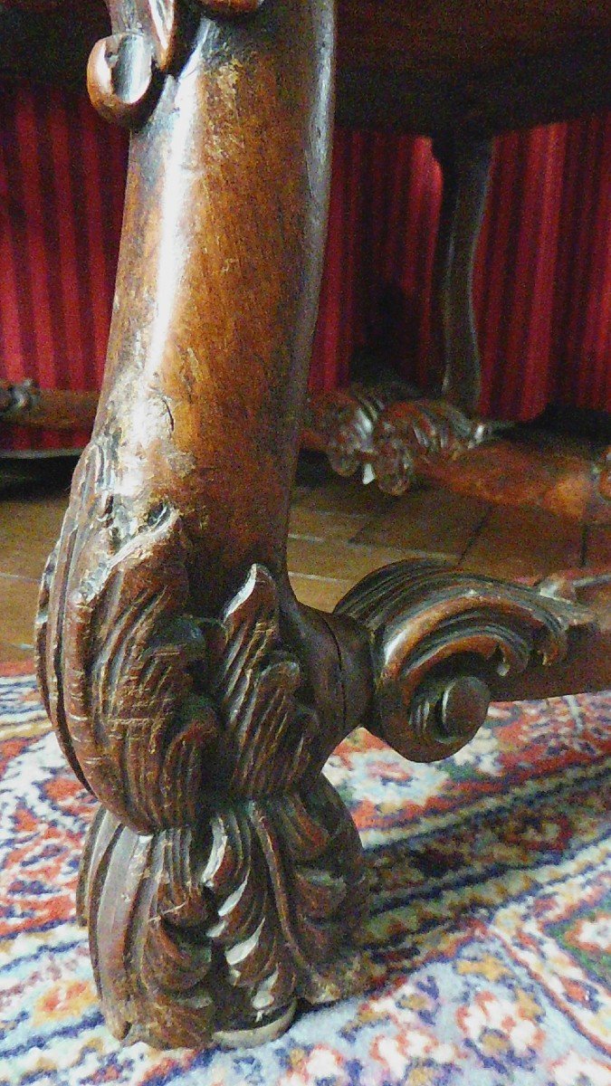 Fauteuil  à Haut Dossier  En Noyer  Sculpté  époque Louis XIV  -photo-3