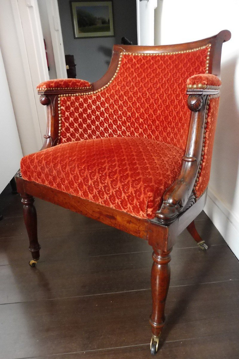 Fauteuil  De Coiffeuse  En Acajou  Empire -photo-3