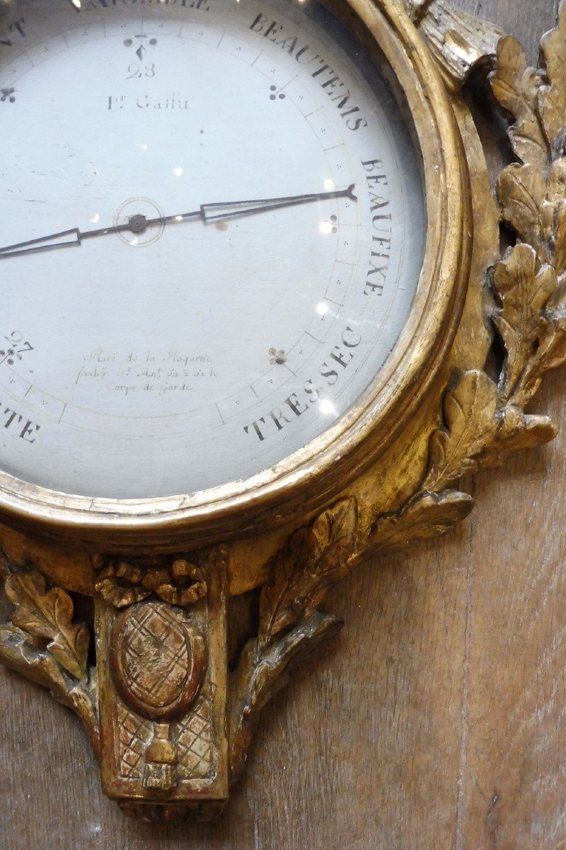 Baromètre  En Bois Doré  Louis XVI-photo-2