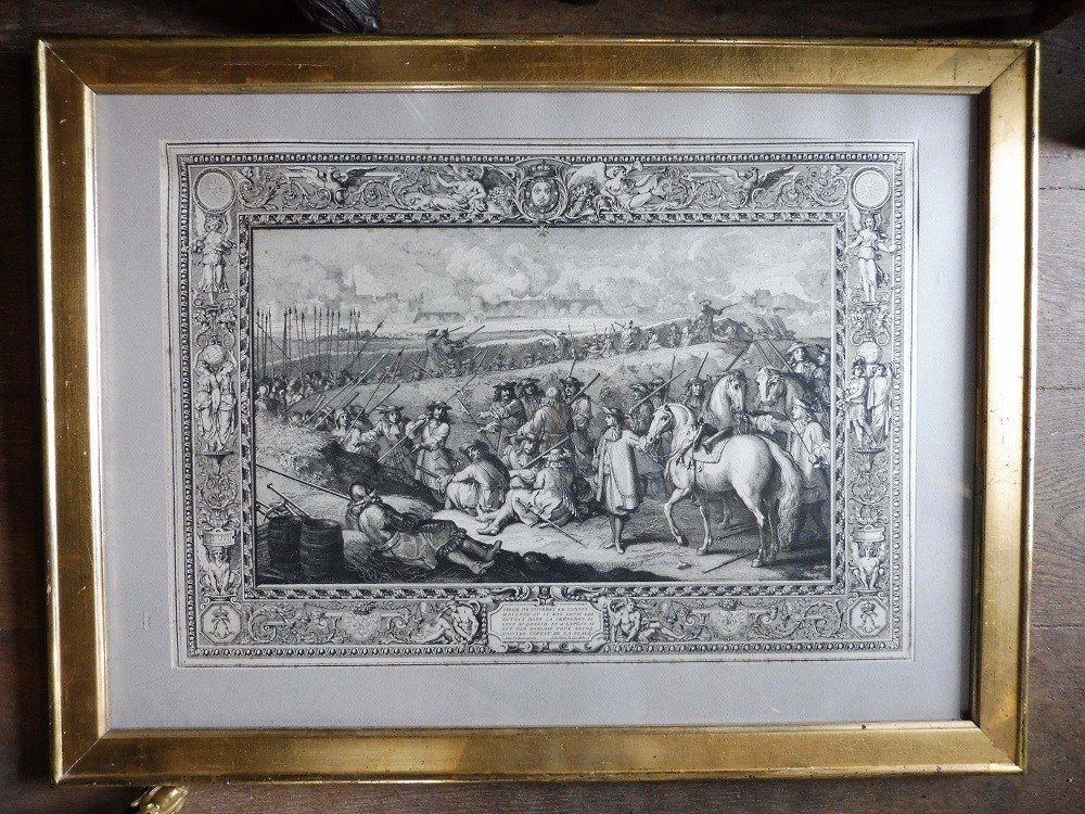 Suite De Quatre  Gravures  d'Après Lebrun  Dans Leurs  Cadres 19 Eme  En Bois Doré -photo-2