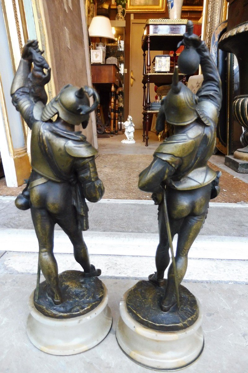 Pair Of Troubadour Style Bronze Sculptures -photo-2