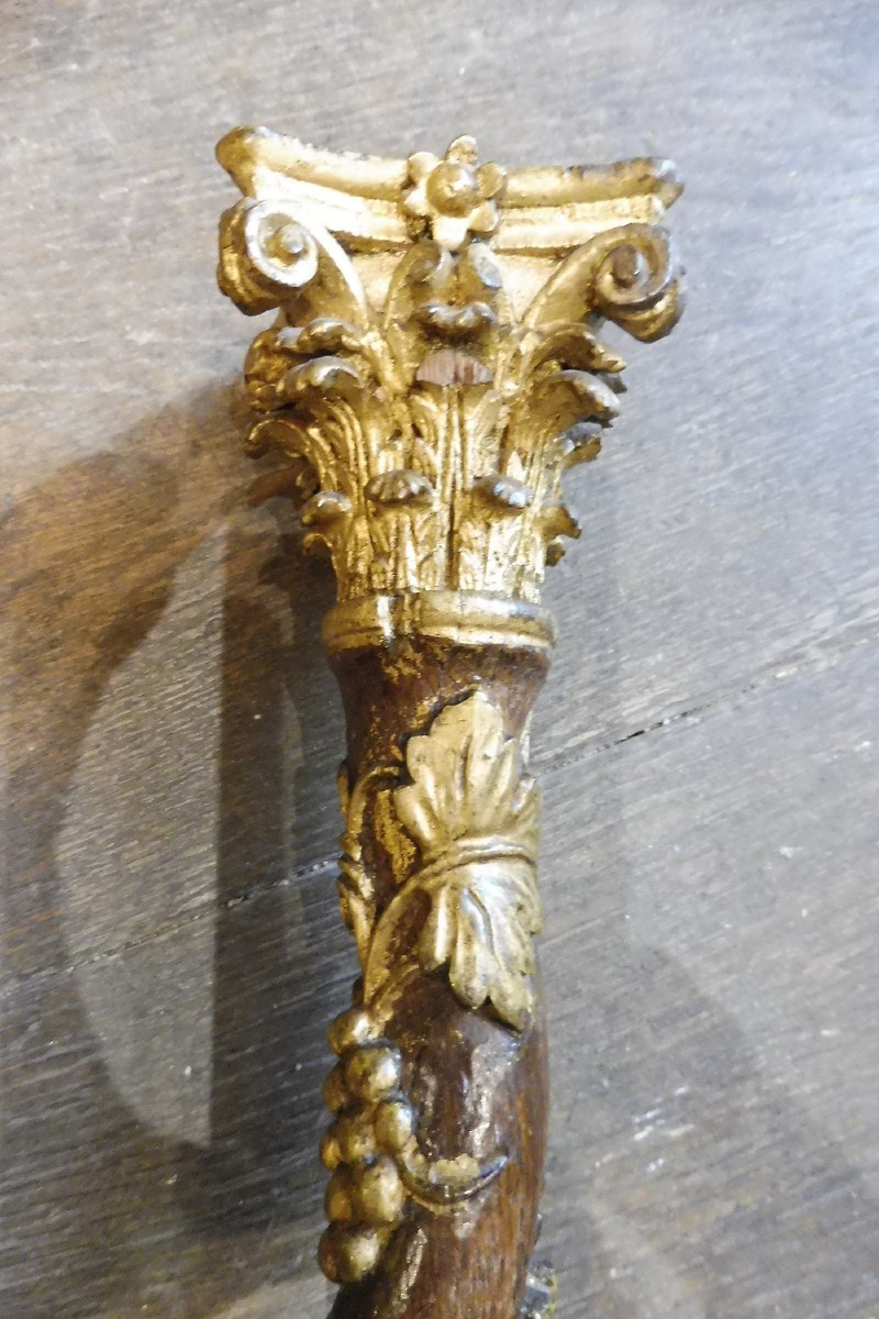 Pair Of Carved Wooden Tabernacle Columns, 17th Century -photo-2