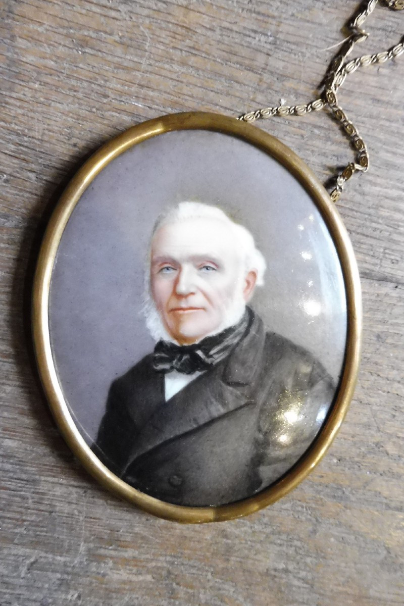 Miniature On Porcelain Signed Moulin "portrait Of A Man" 