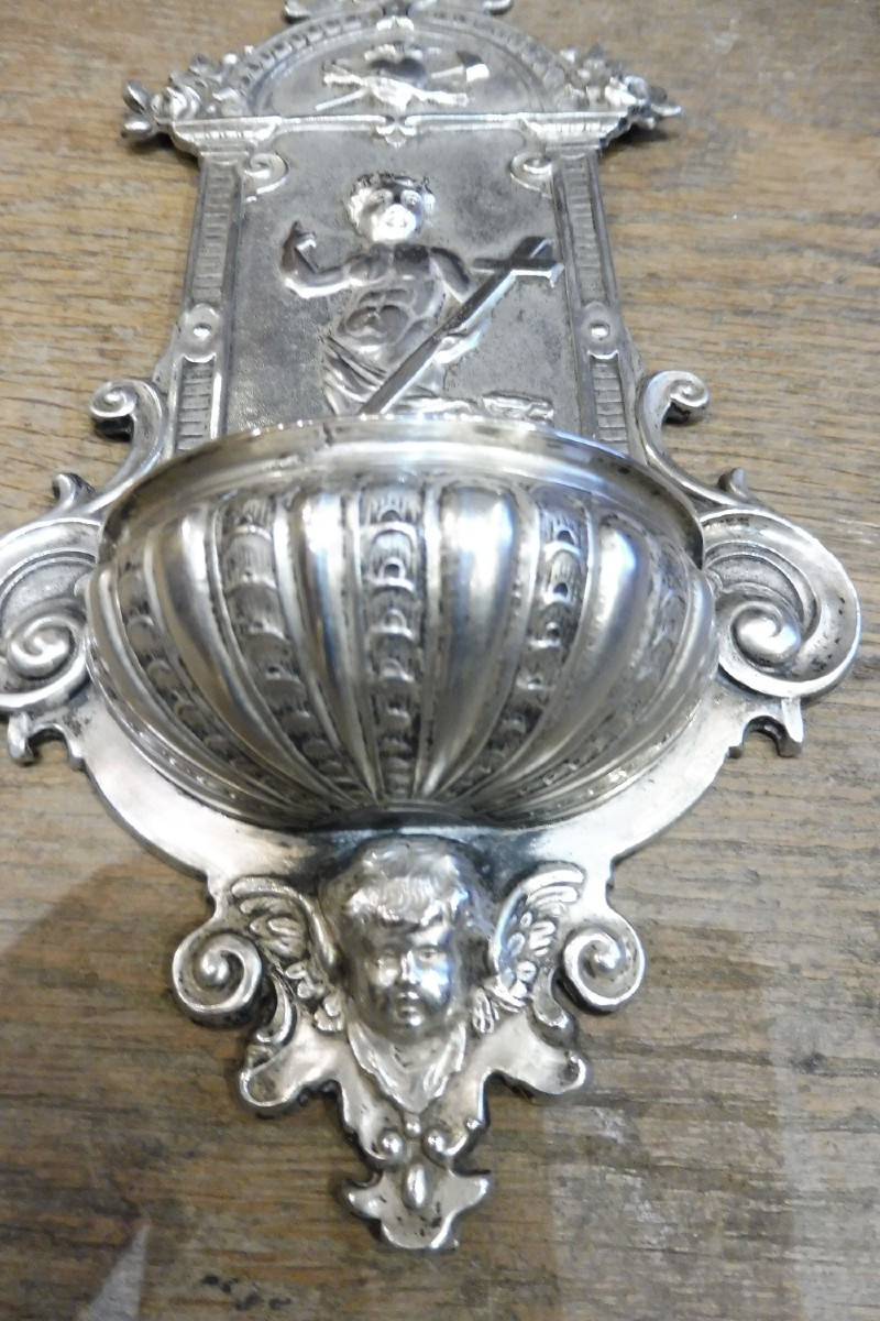 19th Century Silver Holy Water Font-photo-2