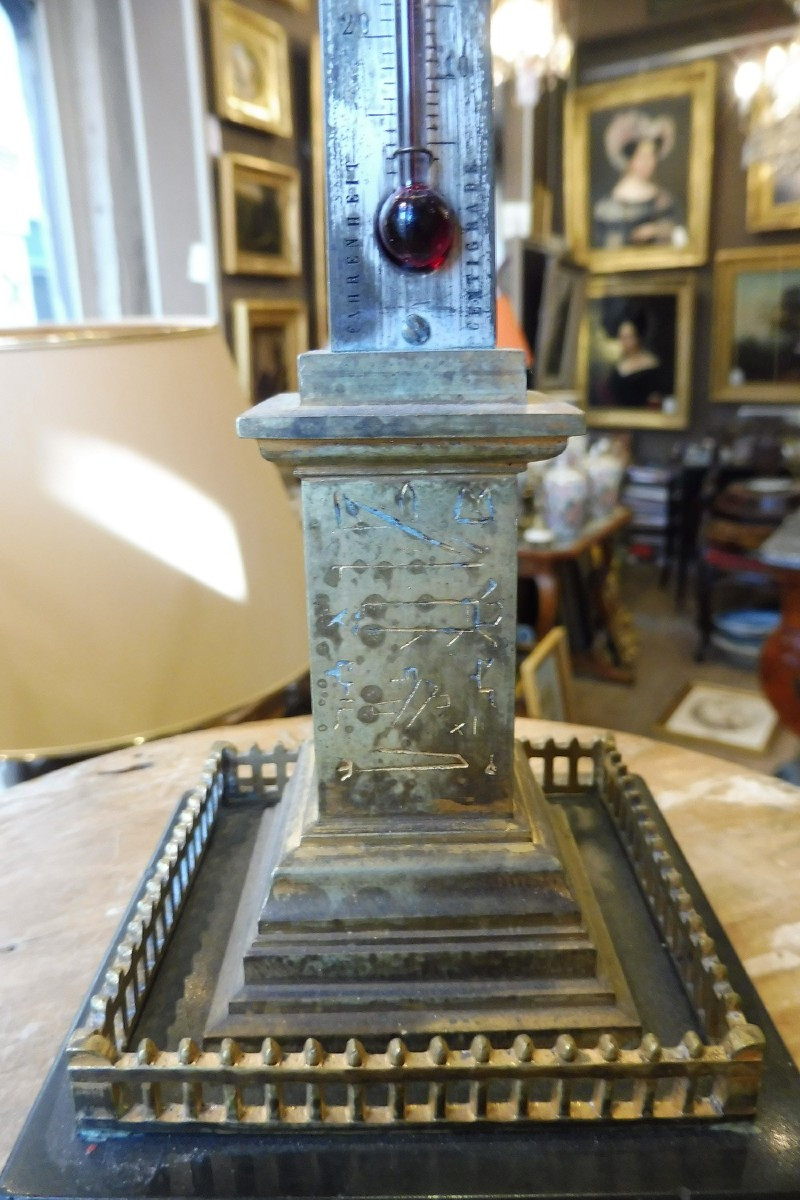 Obelisk Of Concorde In Gilded Bronze Forming A Thermometer 19th Century-photo-2