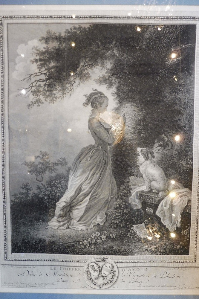 18th Century Engraving After Fragonard "the Love Cipher"  -photo-2