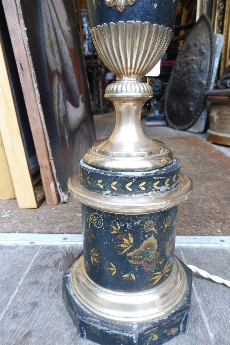Painted Sheet Metal Lamp Base, Early 19th Century-photo-2