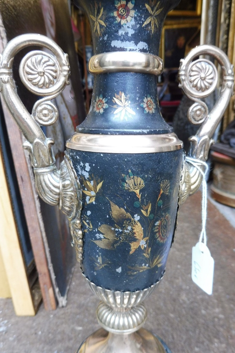 Painted Sheet Metal Lamp Base, Early 19th Century-photo-3