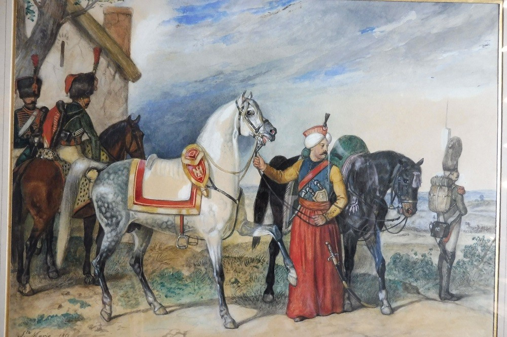 Gouache Signed Sainte Marie "mamlouk And Roustan" Dated 1851-photo-2