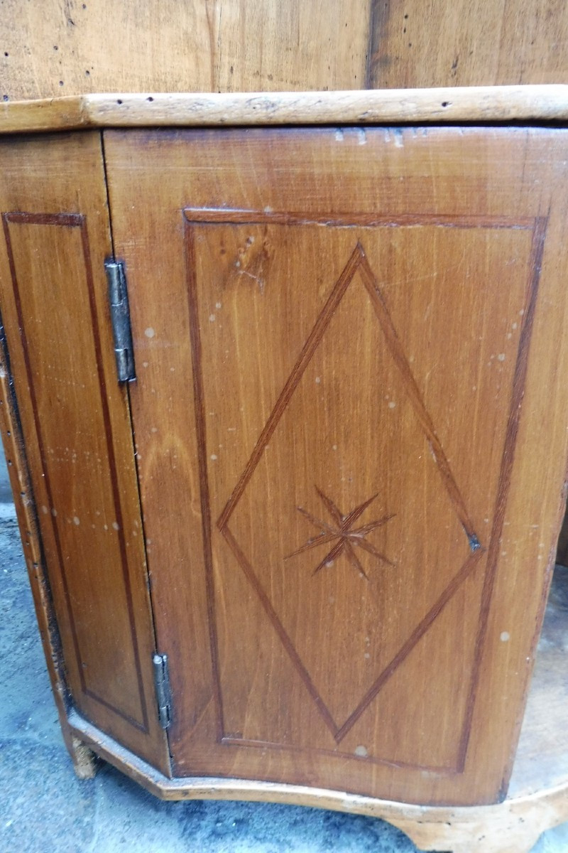 Pair Of 18th Century Wall Corner Cabinets In Natural Wood-photo-2