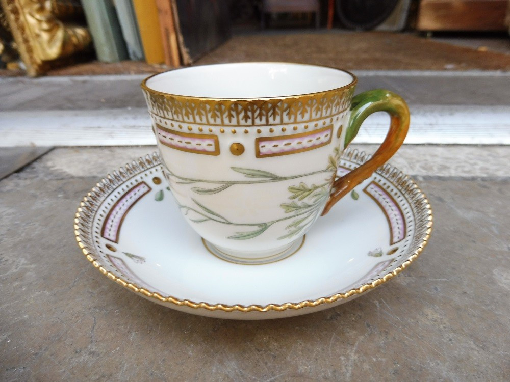 Copenhagen Porcelain Cup And Saucer, Flora Danica Model 
