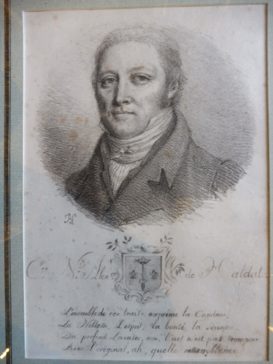 Pencil Drawing "portrait Of Alexandre De Haldat", Early 19th Century-photo-2