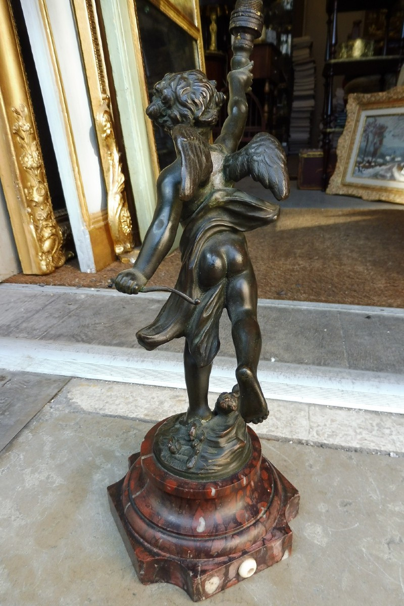 Bronze Sculpture Signed Grégoire Forming A Lamp Base, 19th Century-photo-3
