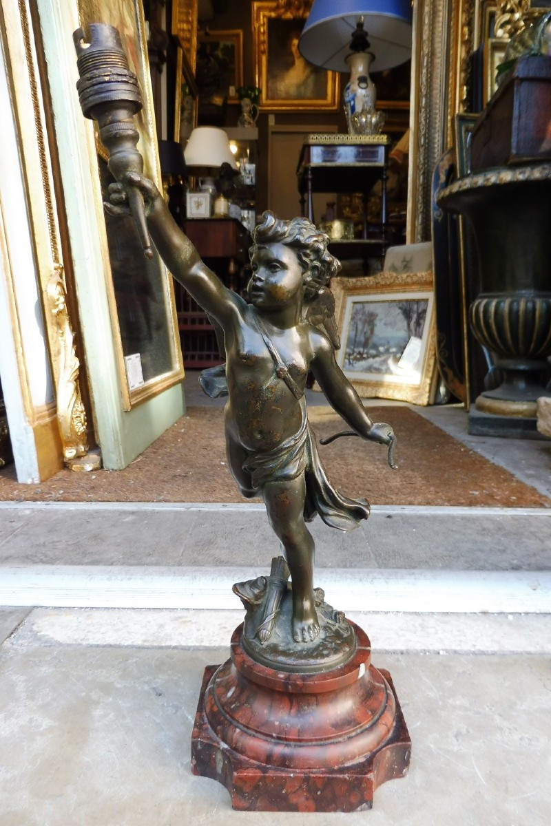 Bronze Sculpture Signed Grégoire Forming A Lamp Base, 19th Century