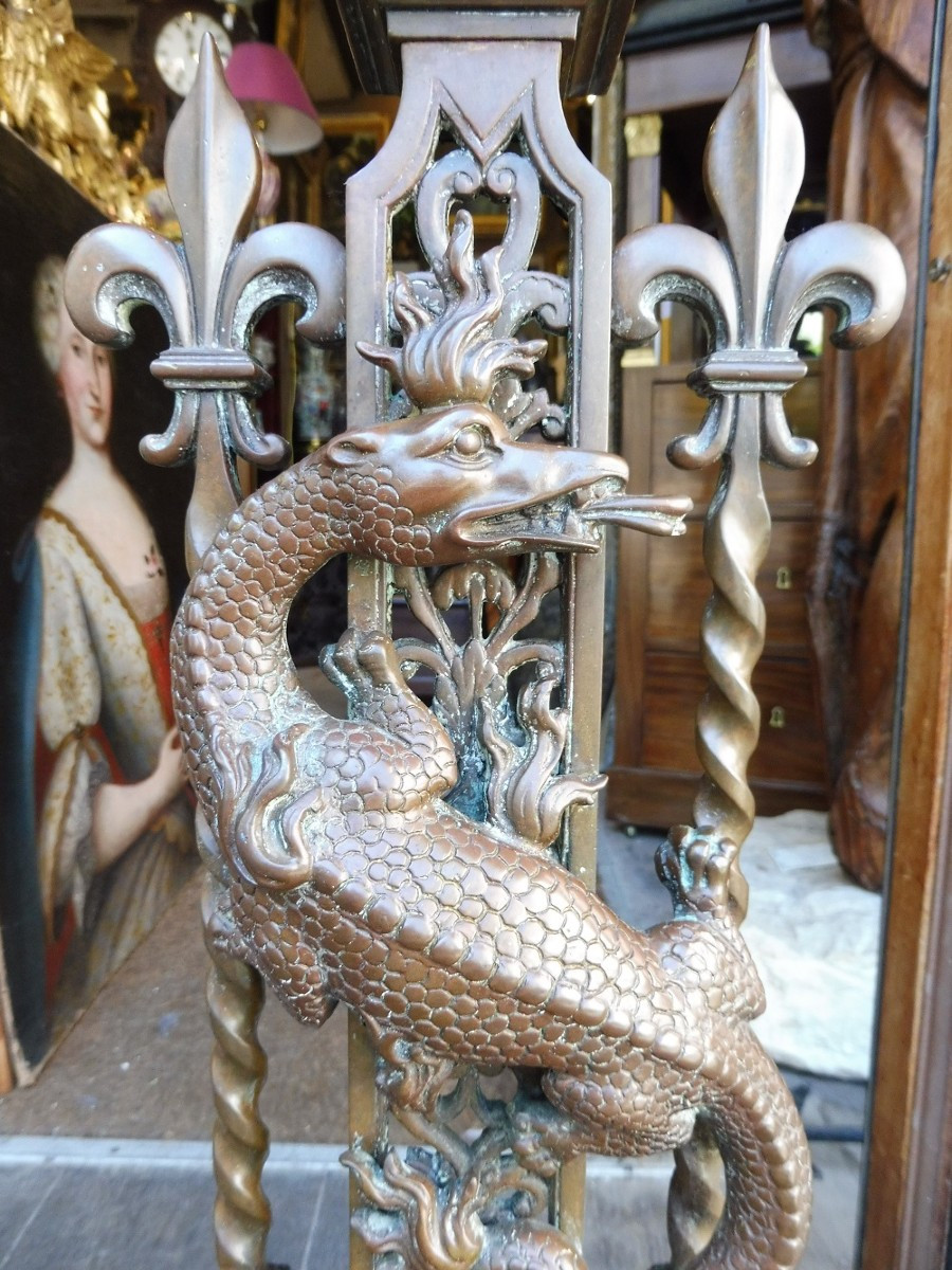 paire  de feux en bronze  à décor néo renaissance    19 eme  siècle  -photo-2