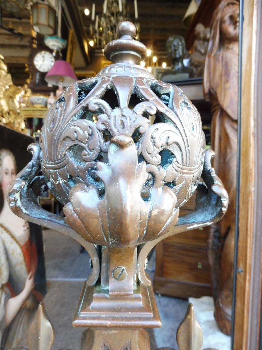 paire  de feux en bronze  à décor néo renaissance    19 eme  siècle  -photo-3