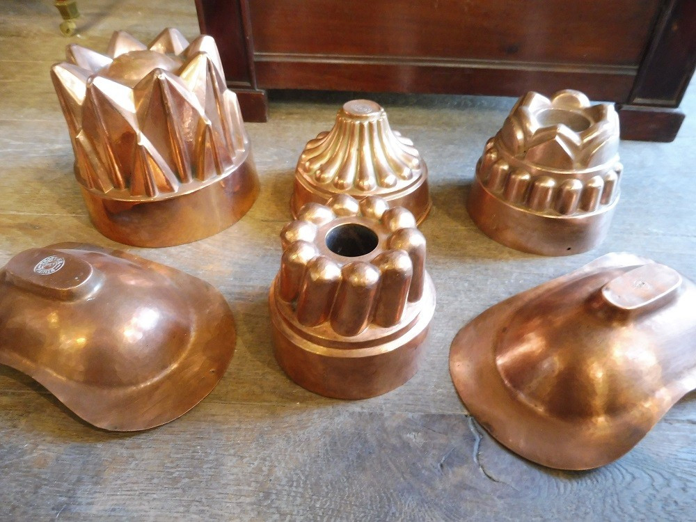 Set Of Six 19th Century Copper Molds 