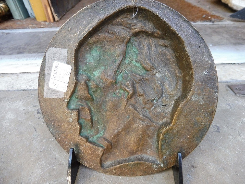 Bronze Medallion Signed David "profile Of Filippo Buanaroti" -photo-2