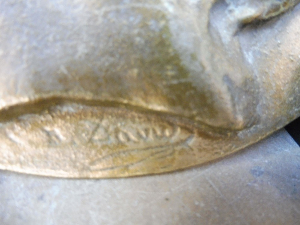 Bronze Medallion Signed David "profile Of Filippo Buanaroti" -photo-3
