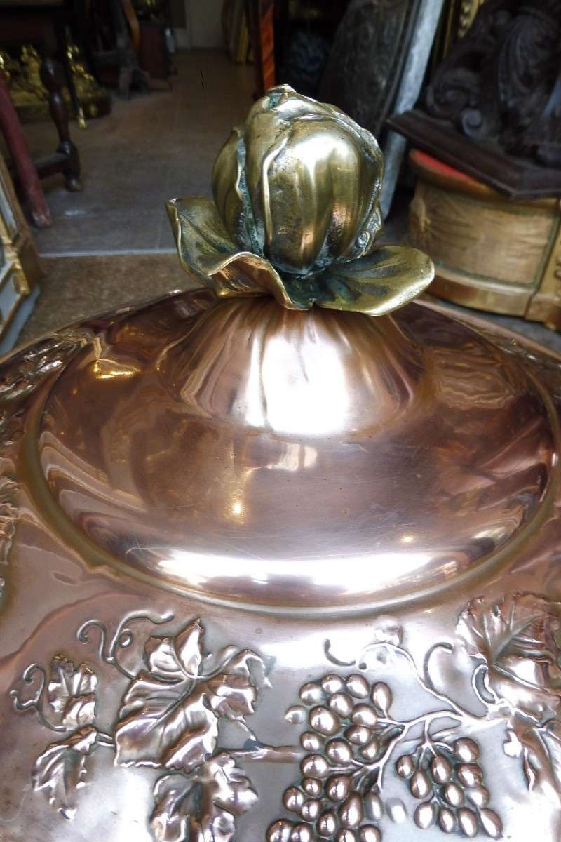 Important Copper With Art Nouveau Plant Decoration  -photo-2