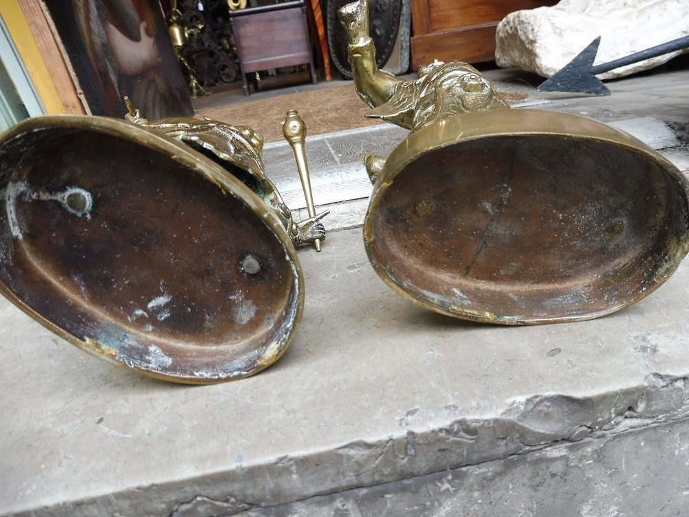 Paire de sculpture  en bronze  ,  art  chinois  19 eme  " combattants "  -photo-1