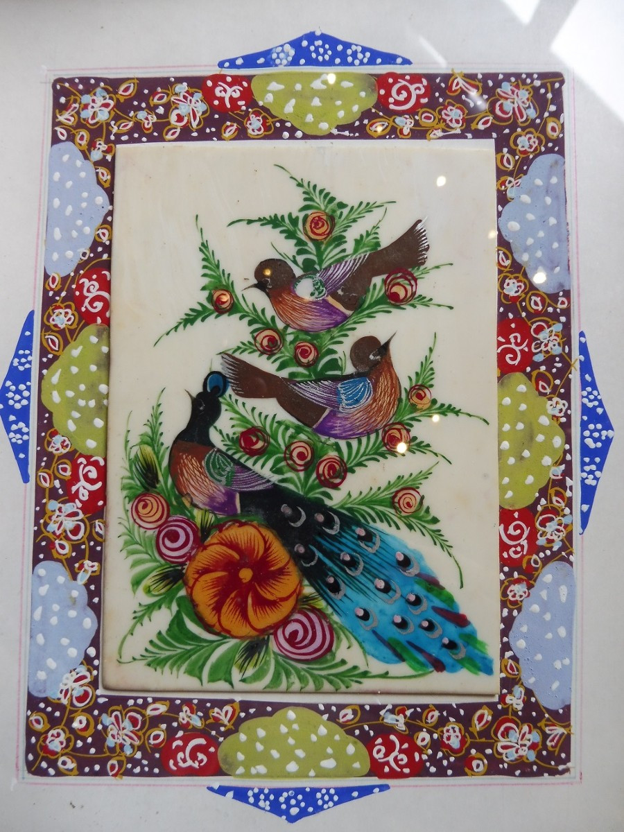 Persian Miniature In Its Marquetry Frame 1900-photo-2