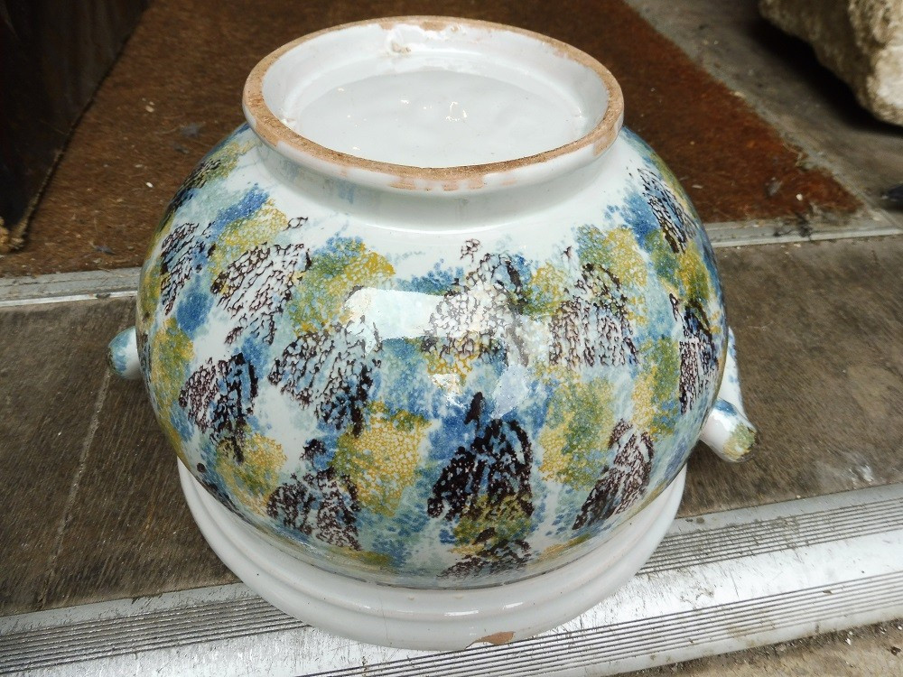 Forges Earthenware Soup Tureen With Sponge Decoration, 19th Century-photo-2