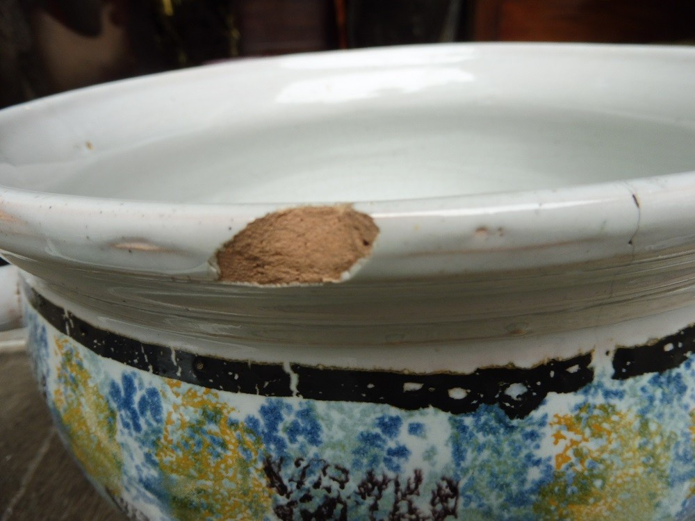 Forges Earthenware Soup Tureen With Sponge Decoration, 19th Century-photo-4