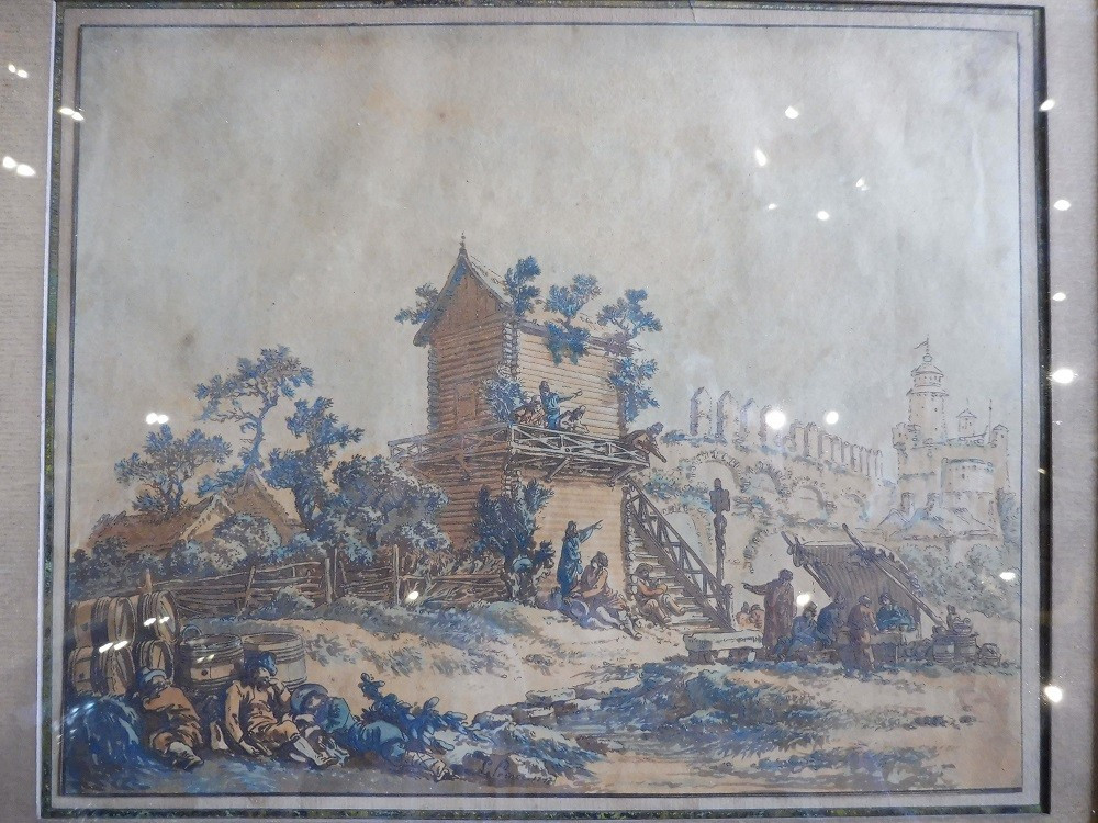 Watercolor Signed Jb Le Prince Dated 1773 "the Moscow Cabaret" -photo-2